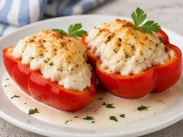 PIMIENTOS RELLENOS CON BRANDADA DE BACALAO Y SALSA DE TINTA
