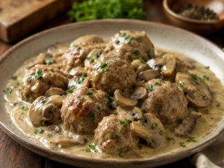 ALBÓNDIGAS CON SALSA DE CHAMPIÑONES