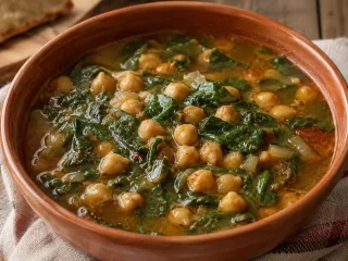 SOPA DE GARBANZOS CON ESPINACAS