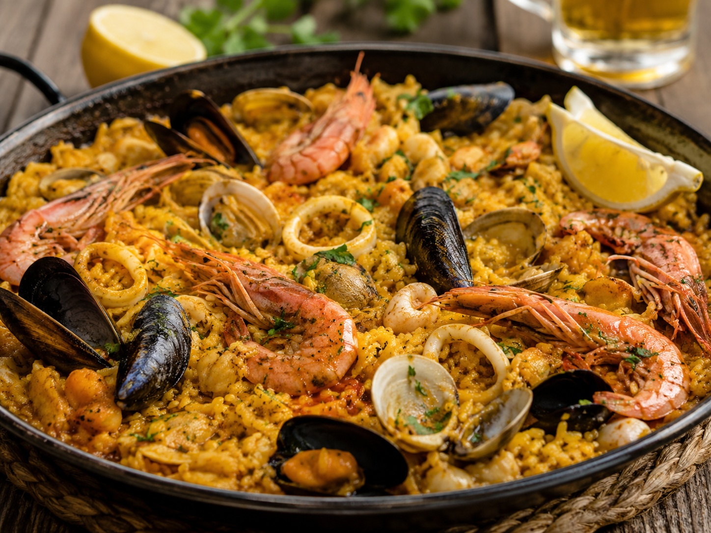 ARROZ CON MARISCO Y CERVEZA