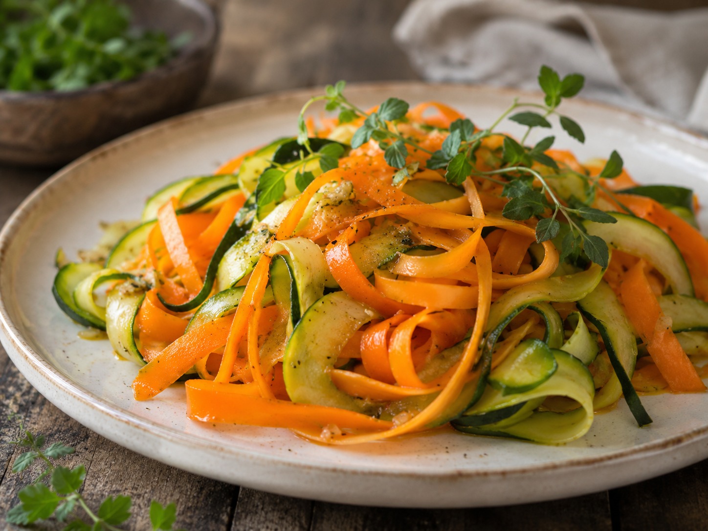 TAGLIATELLE DE ZANAHORIAS Y CALABACIN